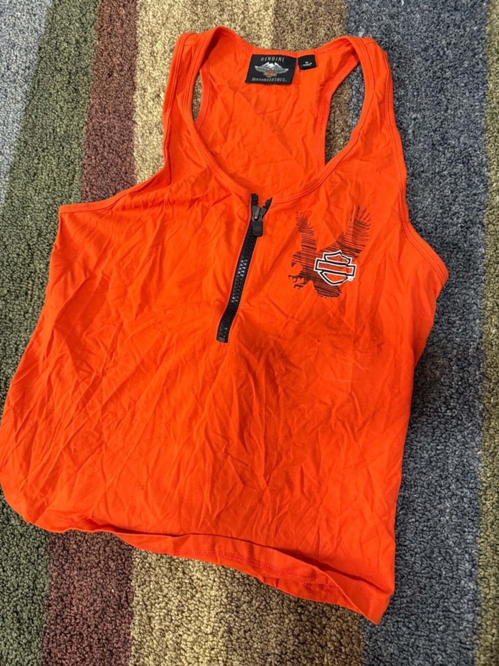 Harley-Davidson Orange Racerback Zip Tank Top XL